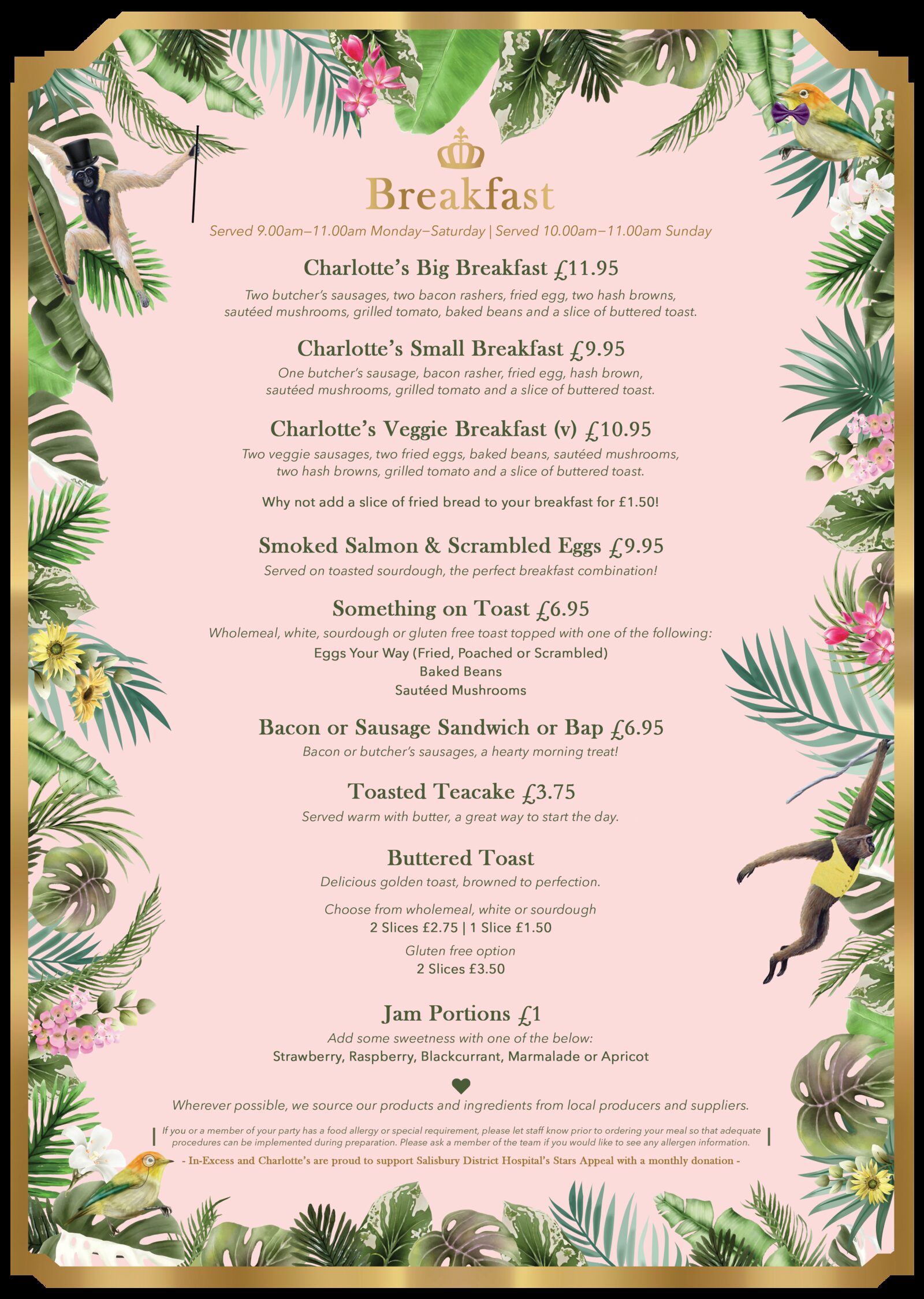 Breakfast menu at Charlotte's Restaurant at Fair Oak